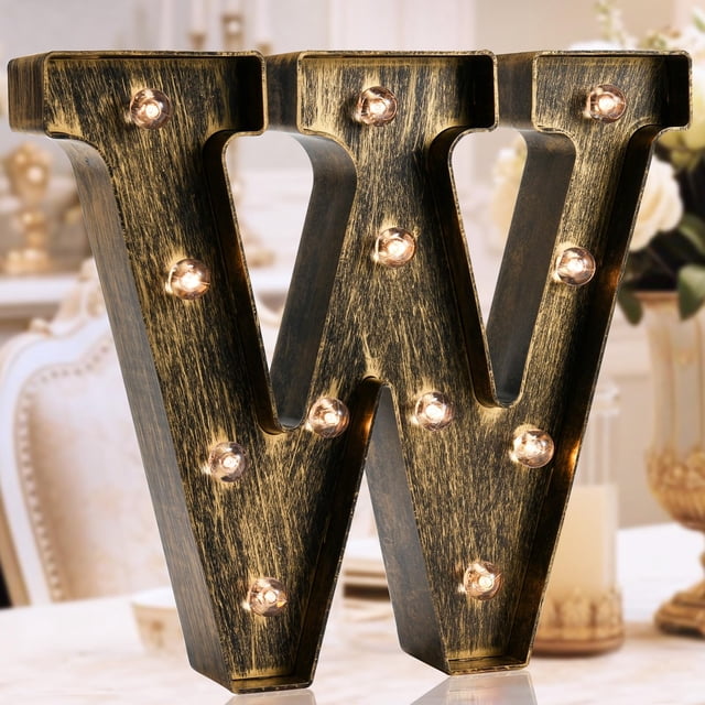 Letrero decorativo OYCBUZO vintage LED con letra W 23 cm