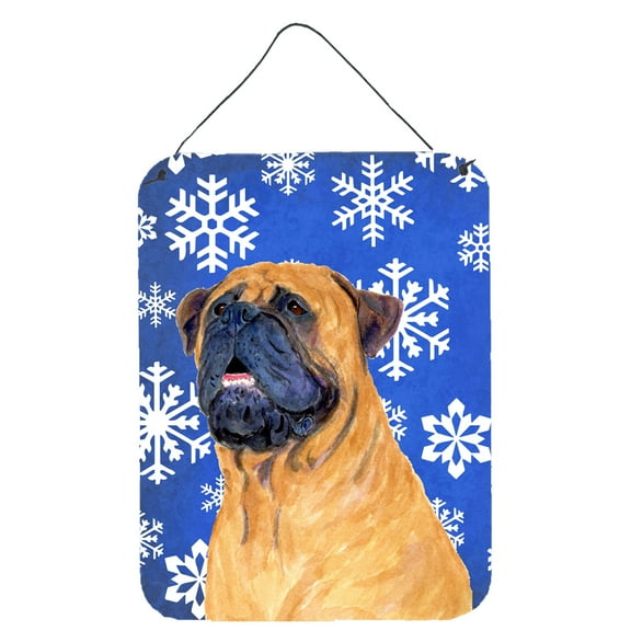 Mastiff Winter Snowflakes Holiday Wall or Door Hanging Prints