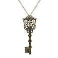 thumbnail image 1 of Collier Statement Pendentif Clé Engrenage en Bronze Steampunk Mode Vert, 1 of 5
