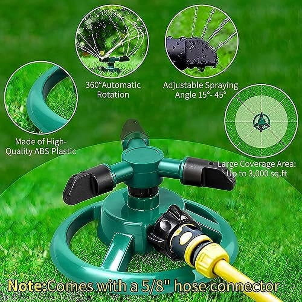 Genreen Sprinklers for Yard, 360Rotating Lawn Sprinkler for Yard Large Area, Lawn Sprinklers, Powerful and Even Watering for Lawns and Gardens