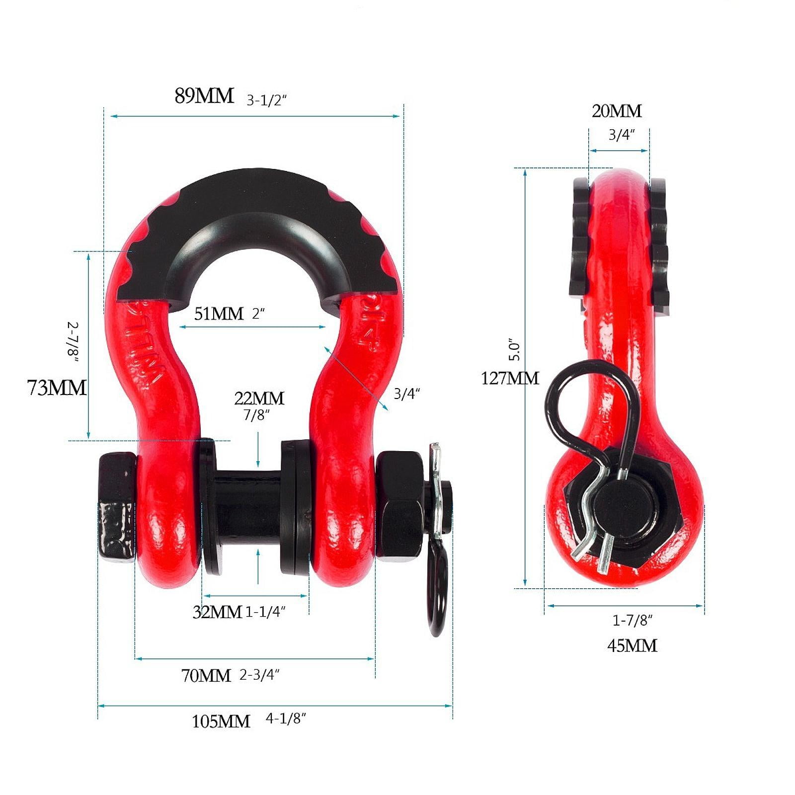 Wzmzjy 2 Pieces D Ring Shackle Off Road Towing Accessories for Vehicle UTV ATV