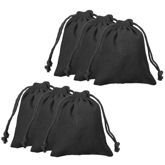 Uxcell 12pcs Cotton Storage Bags 3.9" x 5.5" Canvas Drawstring Bag, Black