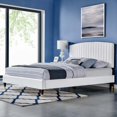 thumbnail image 2 of Platform Bed Frame, Queen Size, White, Velvet, Modern Contemporary, Bedroom Master Guest Suite Room, 2 of 5