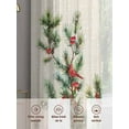 thumbnail image 6 of Christmas Red Sheer Curtains 2 Panels Set, Berries Birds Pine Needles Linen Texture Window Sheer Curtains for Living Room/Bedroom, Light Filtering Rod Pocket Voile Drapes, 52" W x 72" L, 6 of 7