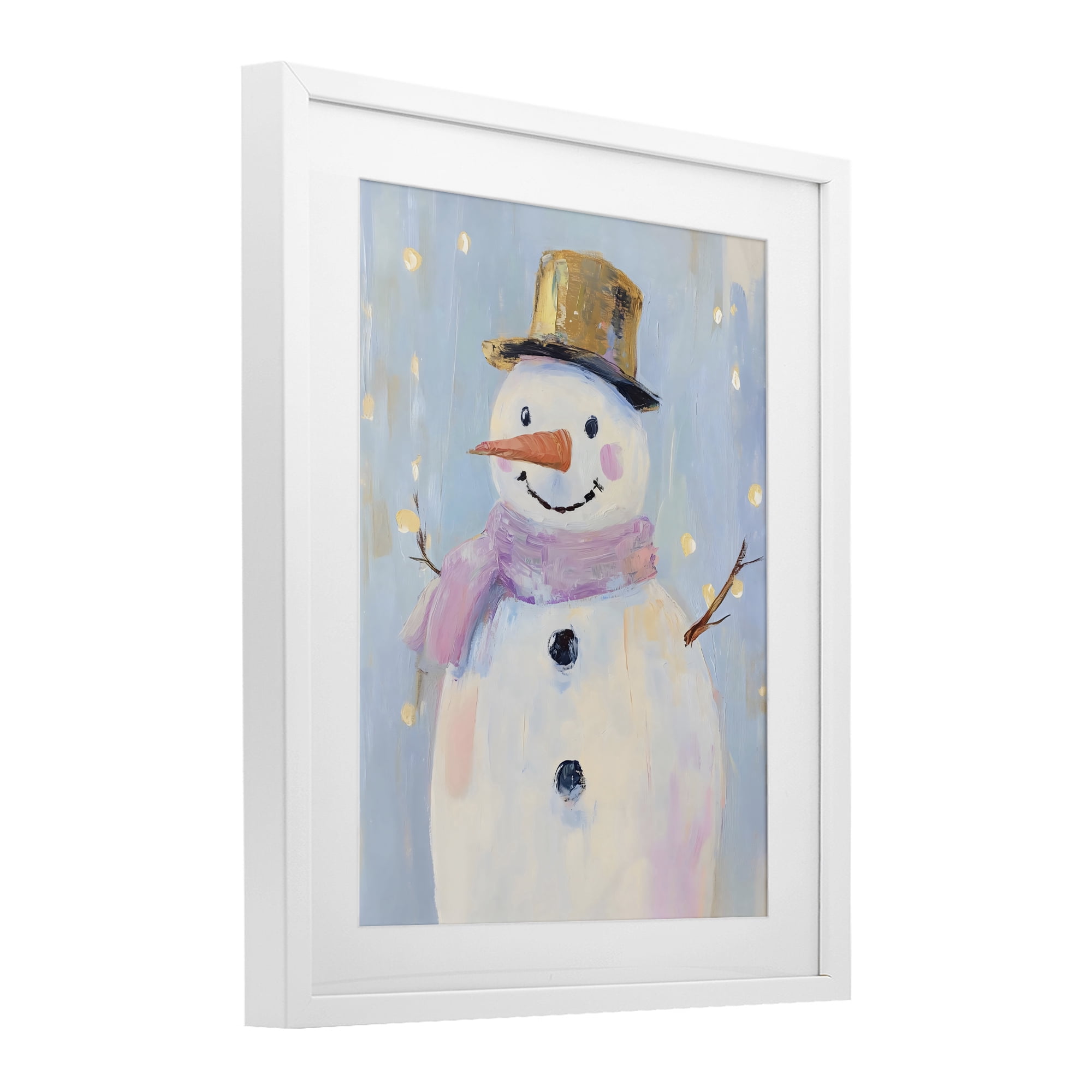 Stupell Industries Cheerful Pastel Snowman White Framed Print Under Glass, design by The Prints Vibe