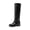 BLACK, variant on Women's Knee High Cowboy Boots Western Tall Boots Square Toe Pull-On Boots with Embroidery Vintage Style