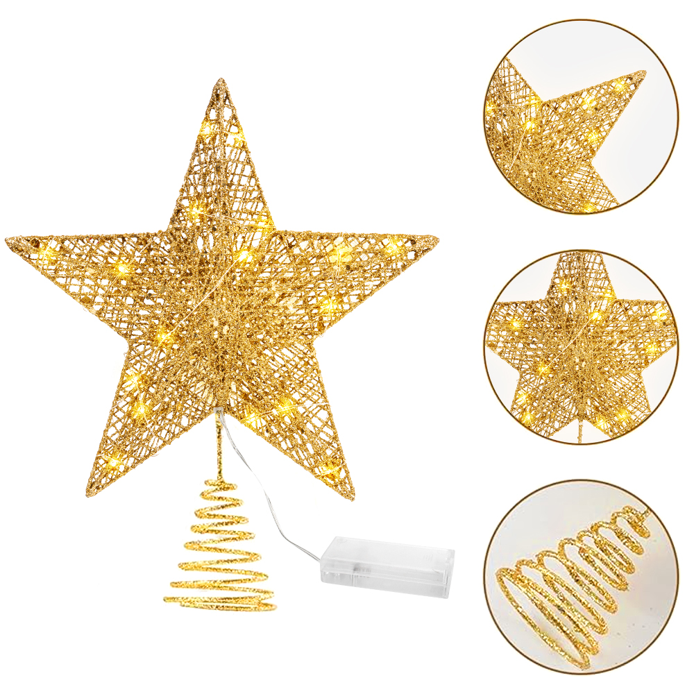 Uncahome Gold Glitter Star Christmas Tree Topper 10 Inch photo 3
