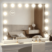 HASPA23''x19'' Hollywood Mirror, Makeup Mirror with 15 Dimmable Bulbs, 10X Magnification and USB Charging Port