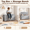 thumbnail image 4 of PAPROOS Kids Toy Box for Boys Girls, Wooden Toy Chest with Storage Bench and Safety-Hinged Lid, Modern Toy Storage Organizer for Playroom, Living Room, Toddler Room, Grey, 4 of 9