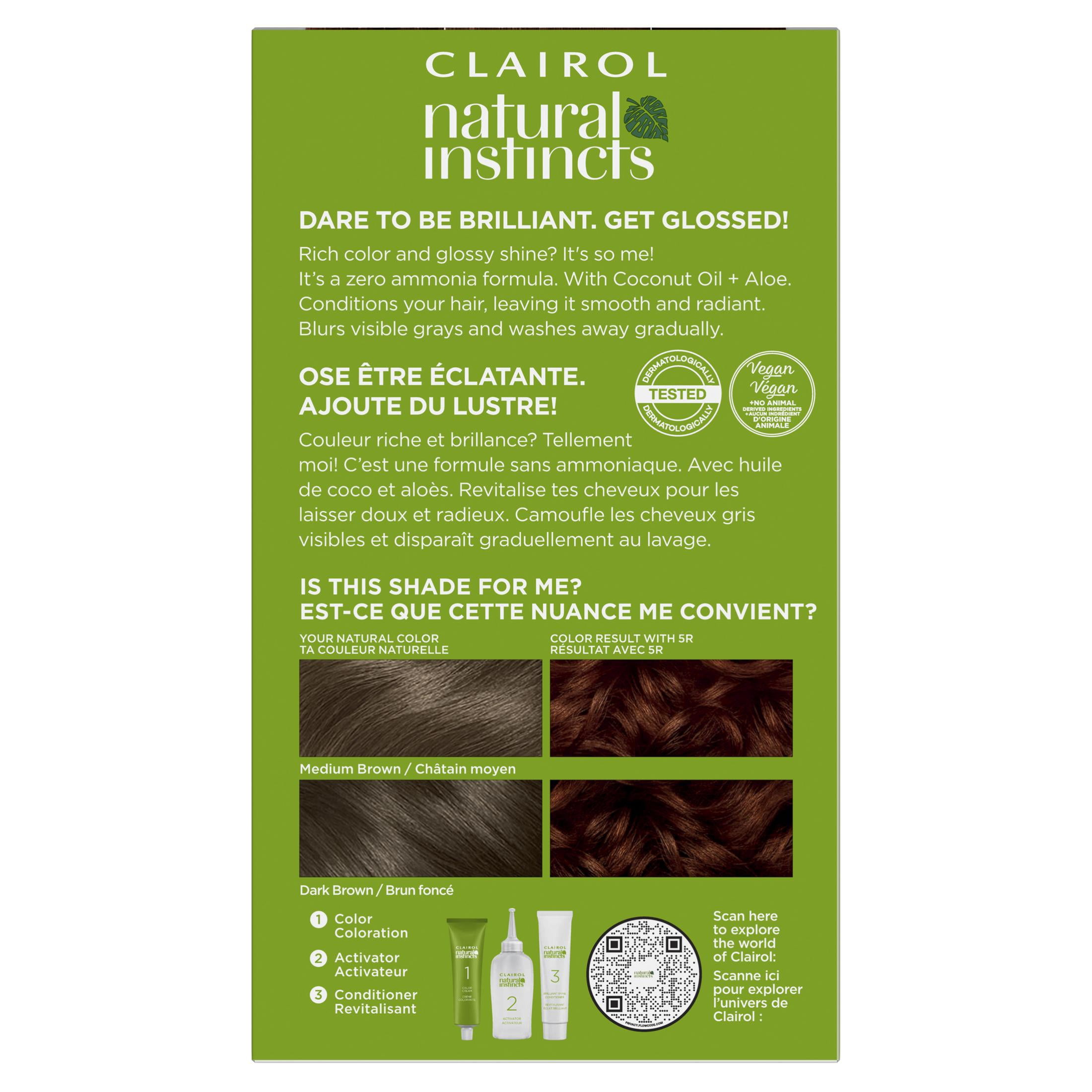 (2 pack) Clairol Natural Instincts Demi-Permanent Hair Color Creme, 5R Medium Auburn, Hair Dye, 1 Application