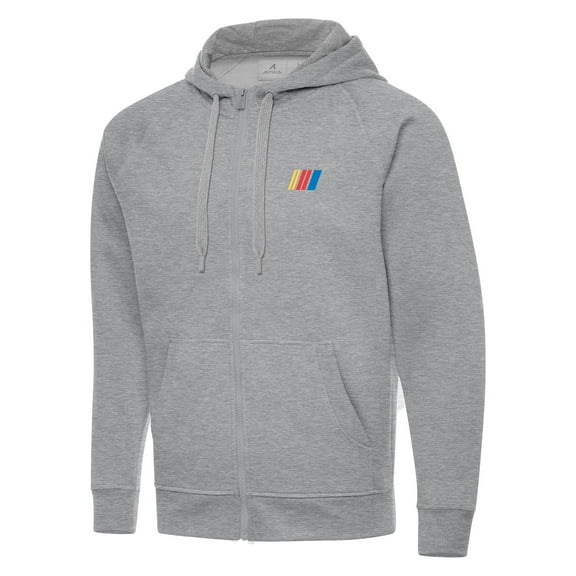Men's Antigua Heather Gray NASCAR Big & Tall Victory Full-Zip Hoodie