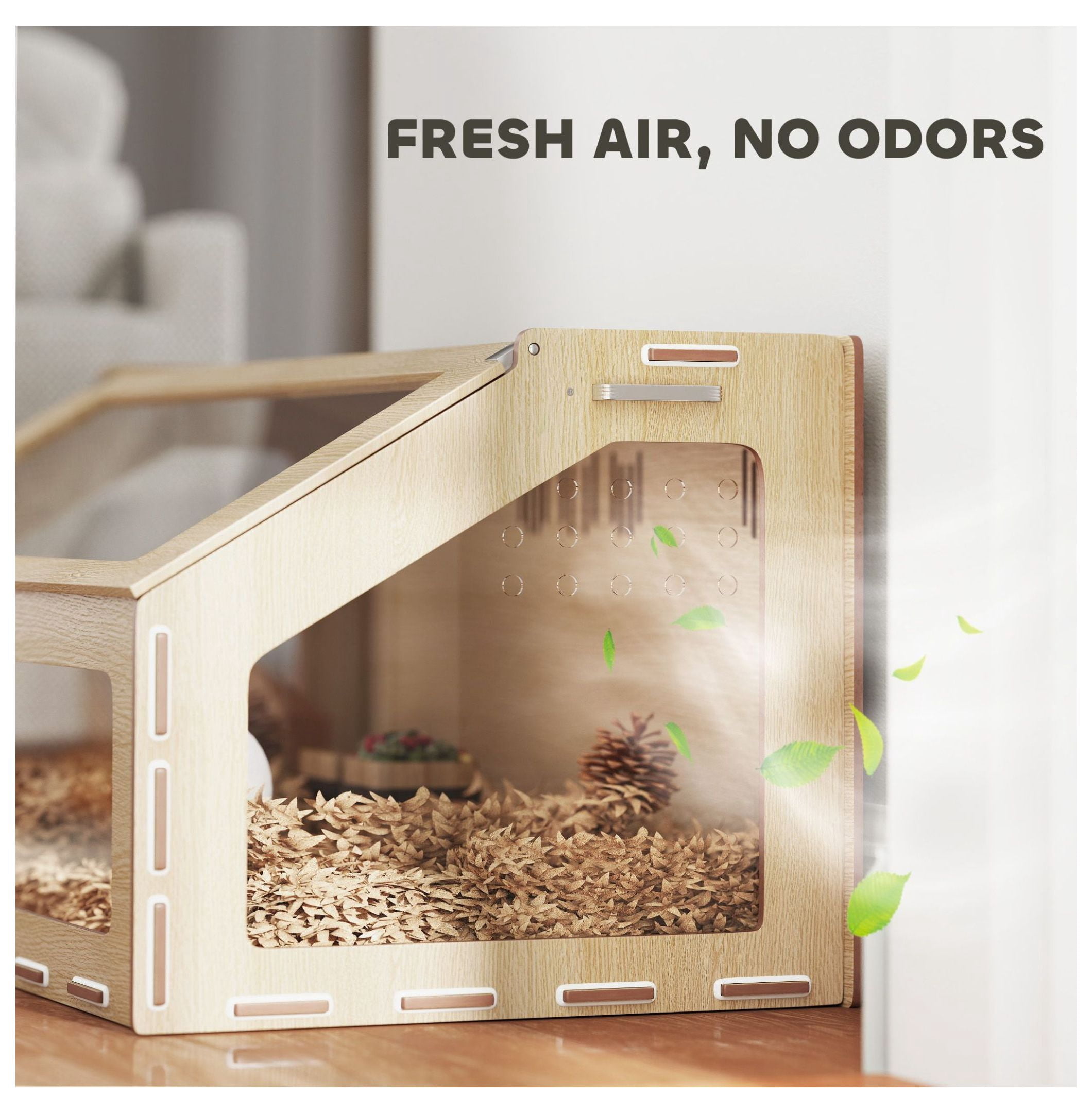 39 inch Hamster Cage with Acrylic Window & Openable Top for Dwarf Hamster, Gerbil, Guinea Pig, Rat, Oak