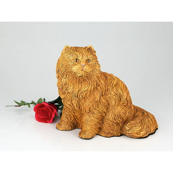 Longhair Orange Cat Cremation Pet Urn for a Cat Memorial in remembrance of your beloved family pet