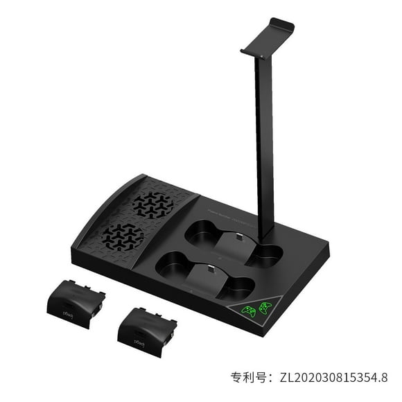 All-in-One RGB Cooling Stand for Xbox Series S (XSS) - Dual Controller Charging Dock, Headphone Hanger & 12-Game Disc Rack, Colorful LED Gaming Accessory for Organized Setup