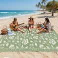 thumbnail image 4 of 6x9 Green&Ivory Outdoor Rug Waterproof Reversible, Floral Plastic Straw Patio Rug, Foldable Outdoor Area Rug for RV Camping, Picnic, Beach, Balcony, Deck & Garden Green&Ivory, 4 of 9