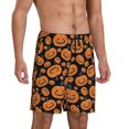 thumbnail image 2 of Balery Halloween Pumpkins Pantalones cortos de pijama de punto de algodón para hombre con cinturilla y bolsillos-Small, 2 of 6