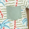 thumbnail image 6 of Boys Clothes Round Neck Tropical Plant Print Short Sleeve T Shirt Solid Color Shorts Suit Boys Summer Outfit 2pcs, 6 of 9