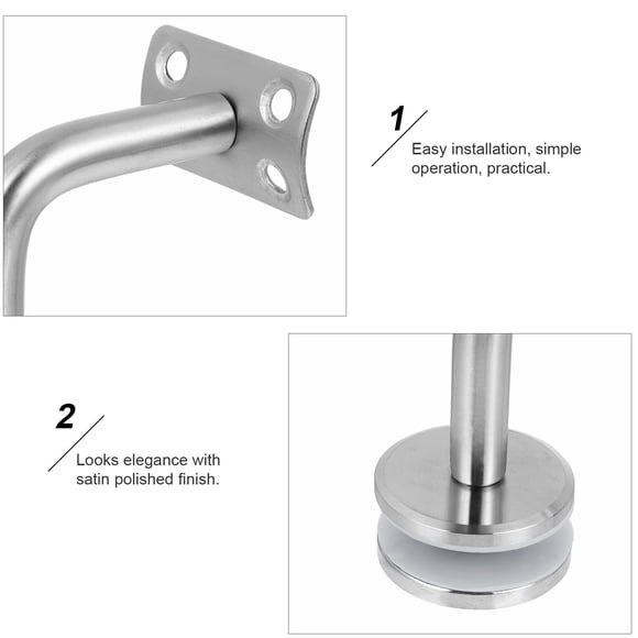 TEHAUX 1Set Glass Clamps Clips for Stair Railing 4.1x3.1in Finish