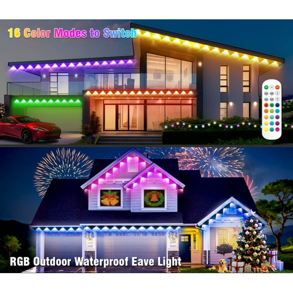 Home Permanent Outdoor Lights Smart RGB Outdoor Lights IP68 ，Waterproof Eave Lights, Colorful Wall Lights for Christmas All Holiday Decorations, Outdoor Porch Lights