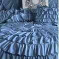 thumbnail image 3 of D.N.G. BEDDINGS 100% Egyptian Cotton 1 Piece Circle Ruffle Comforter with 1 Freebie Ruffle Pillow | 550 GSM Filled Microfiber - Full/Queen Size, Medium Blue Color - 800 Thread Count, 3 of 5
