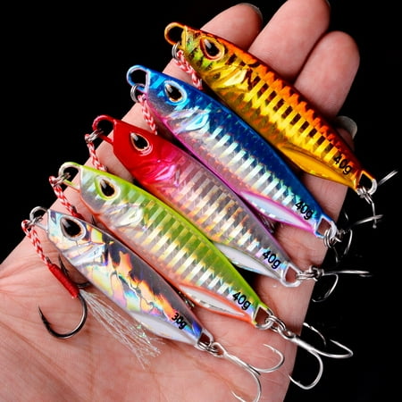 6pcs Metal Cast Jig Spoon Sea Bass 10G-40G Shore Casting Jigging Fishing Lures