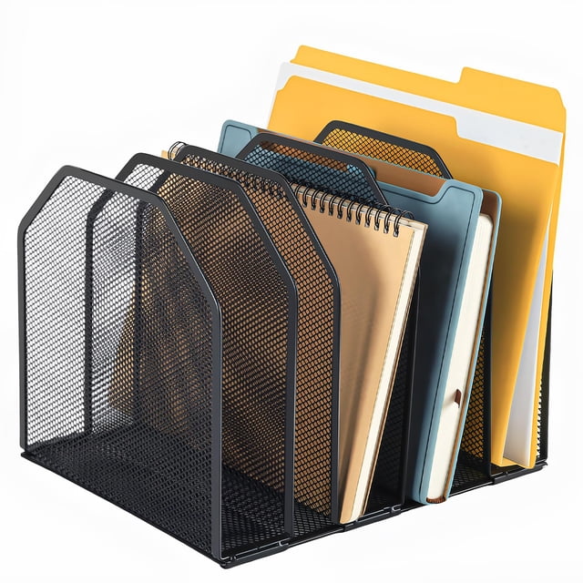Organizador de archivos de escritorio FUCDTEFC ajustable en 5 secciones, negro