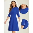 thumbnail image 2 of DARING DIVA Women's Sheath 3/4 Sleeves Stand Collar A-Line Dress XS Royal Blue, 2 of 6