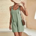 thumbnail image 4 of SDNall Womens Summer Comfortable Casual Suspender Shorts Solid Color Pocket Jumpsuit Shorts, 4 of 9