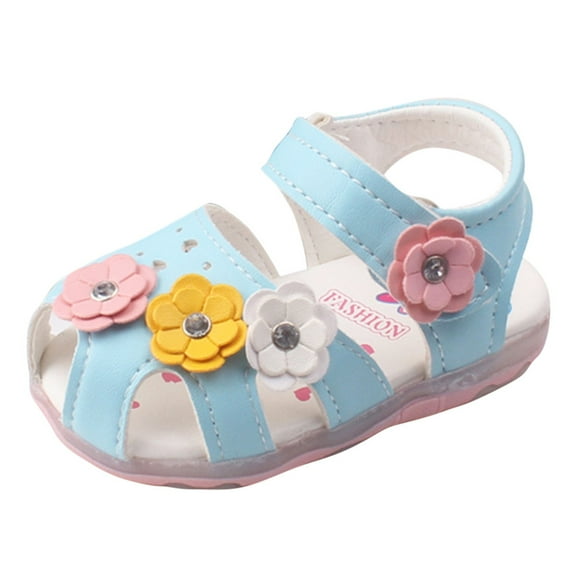 Dakaela Baby Toddler Infant Summer Sandals Girls Boys Closed Toe Flower Princess Flat First Walkers Shoes