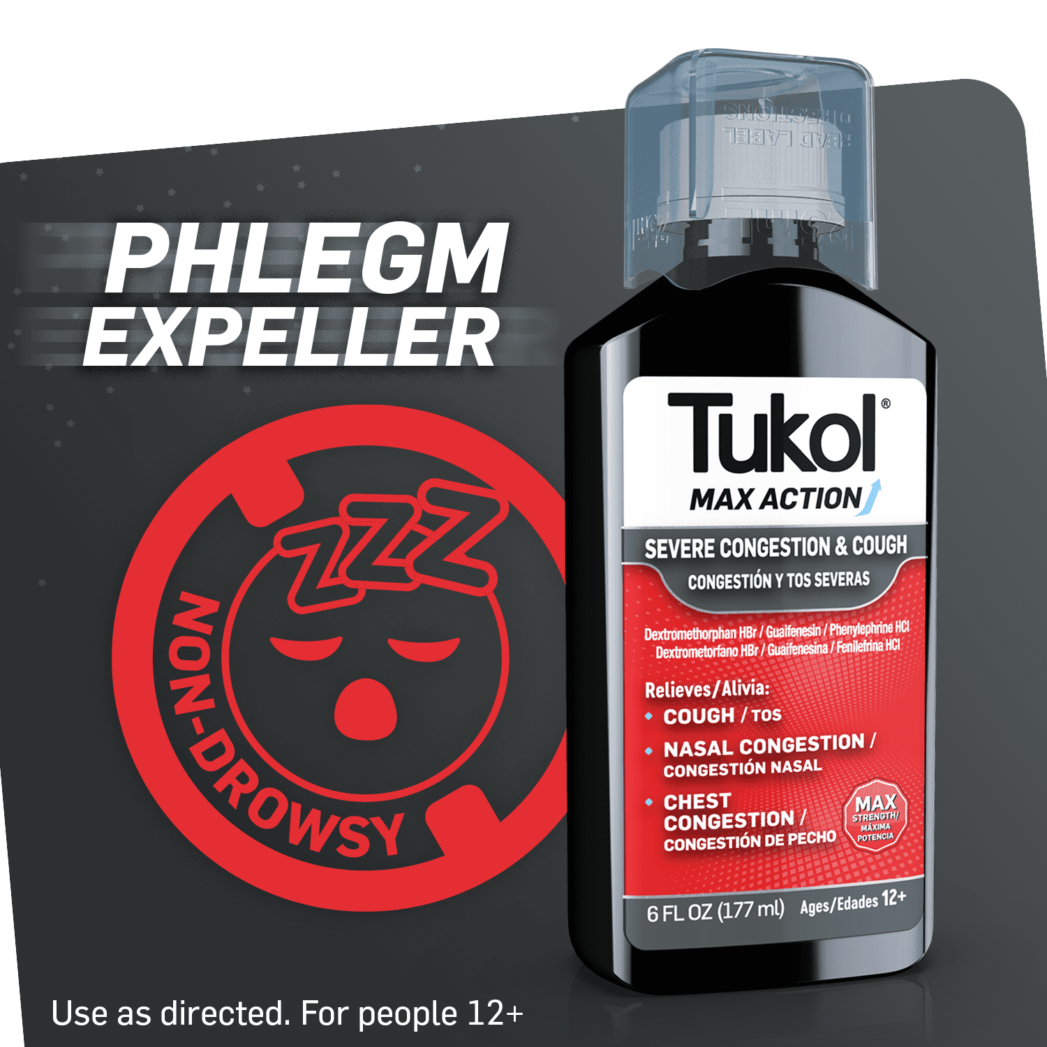Tukol Max Action Severe Nasal Congestion & Cough Liquid Cold Medicine, 6 fl oz
