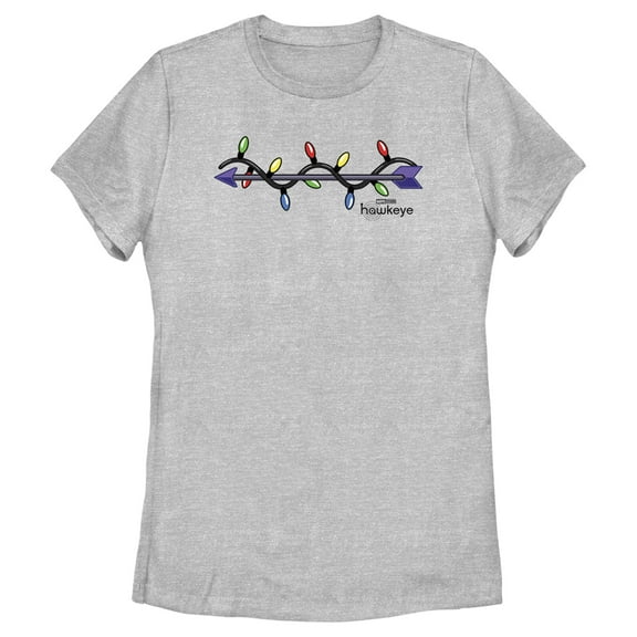 Women's Marvel Hawkeye Holiday Arrow  Graphic Tee Athletic Heather Large