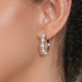 thumbnail image 3 of Gem Stone King 925 Sterling Silver Sky Blue Aquamarine and White Created Sapphire Hoop Earrings for Women (2.82 Cttw, Round 4MM and 1.9MM, Gemstone Birthstone 1 inch Diameter), 3 of 4