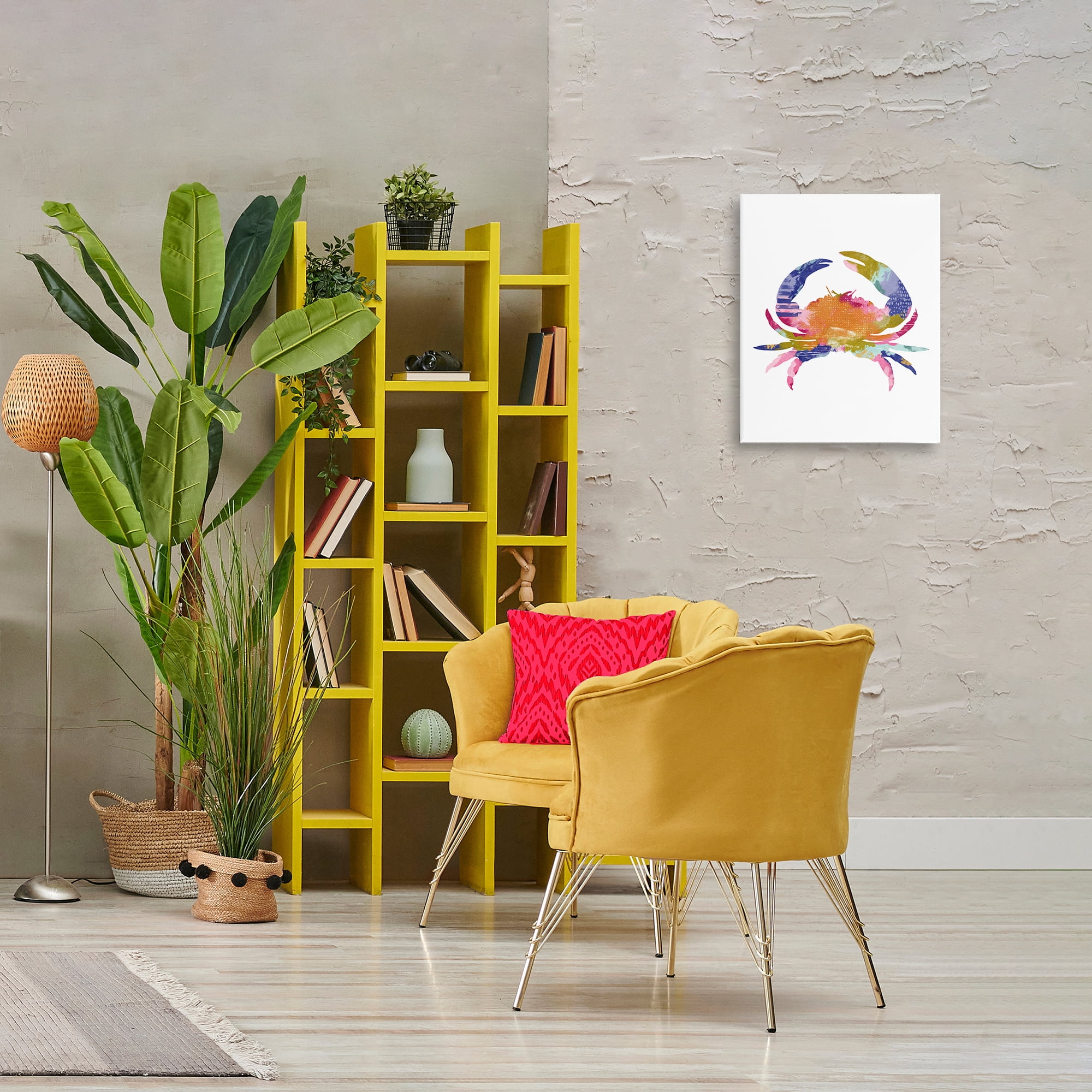 Stupell Industries Patterned Crab Impression Animals & Insects Painting Gallery Wrapped Canvas Art Print Wall Art, 16 x 20
