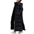 thumbnail image 2 of YMNXA Womens Down Hooded Coat With Pocket Long Sleeve Solid Color Zipper Knee Length Fashionable Slim Fit Thickened Jacket For Daily Wear Black L, 2 of 4
