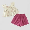 thumbnail image 2 of Jamsmile Baby Girls Outfits Sets Summer Flying Sleeve Cotton Floral Tops + Shorts 2 Piece Kids Girls Sets, 2 of 9