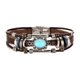 thumbnail image 1 of Pulsera de cuero con incrustaciones de turquesa Pulsera de cuero Punk Retro Oval Pulseras de viento, 1 of 4