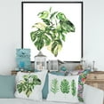 thumbnail image 2 of Designart 'Tropical Green Leaves On White In Summer Times I' Tropical Framed Canvas Wall Art Print, 2 of 5
