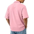 thumbnail image 4 of Leidass Men Casual Lapel Pocket Polo Short Sleeve Shirt Soft Cotton Breathable Multi Color Fashion Top For Summer Office Travel Daily Casual Wear Light pink 2XL, 4 of 9