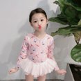 thumbnail image 2 of Alician 2 Pcs/set Children Swimsuit Cute Animal Pattern Sunscreen Long-sleeve Dress+ Cap For Girls, 2 of 9