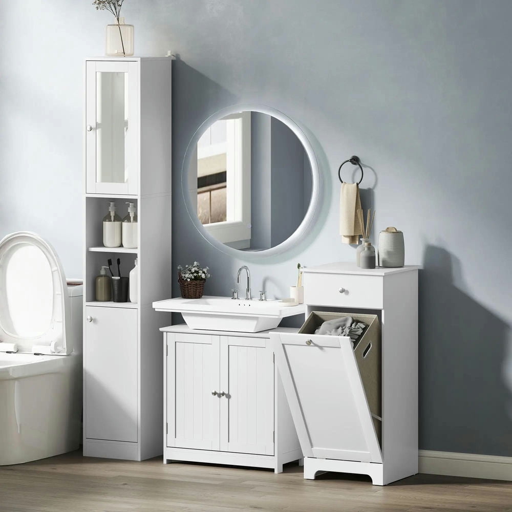 Topcobe Bathroom Vanities, Bathroom Sink Cabinets with U-Shape Cut-Out and Adjustable Internal Shelf, Indoor Modern Furniture for Bathroom, White