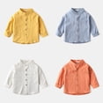thumbnail image 5 of GYRATEDREAM Toddler Baby Boys' Long Sleeve Shirts Kids Classic Collared Button-Down Tshirt Solid Cotton Top Blue for 2-9Y, 5 of 5