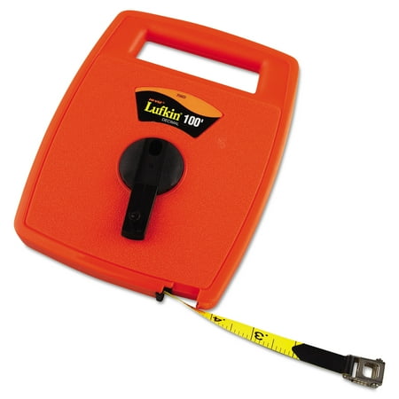 Lufkin Hi-Viz Linear Measuring Tape Measure, 1/2in x 100ft, Orange, Fiberglass Tape