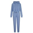 thumbnail image 4 of BXINGOHAI Women 2 Piece Outfits Hoodie Sweatsuits Set Sweatpants Long Sleeve Sweatshirt Matching Joggers Tracksuit Sets Blue,L, 4 of 6