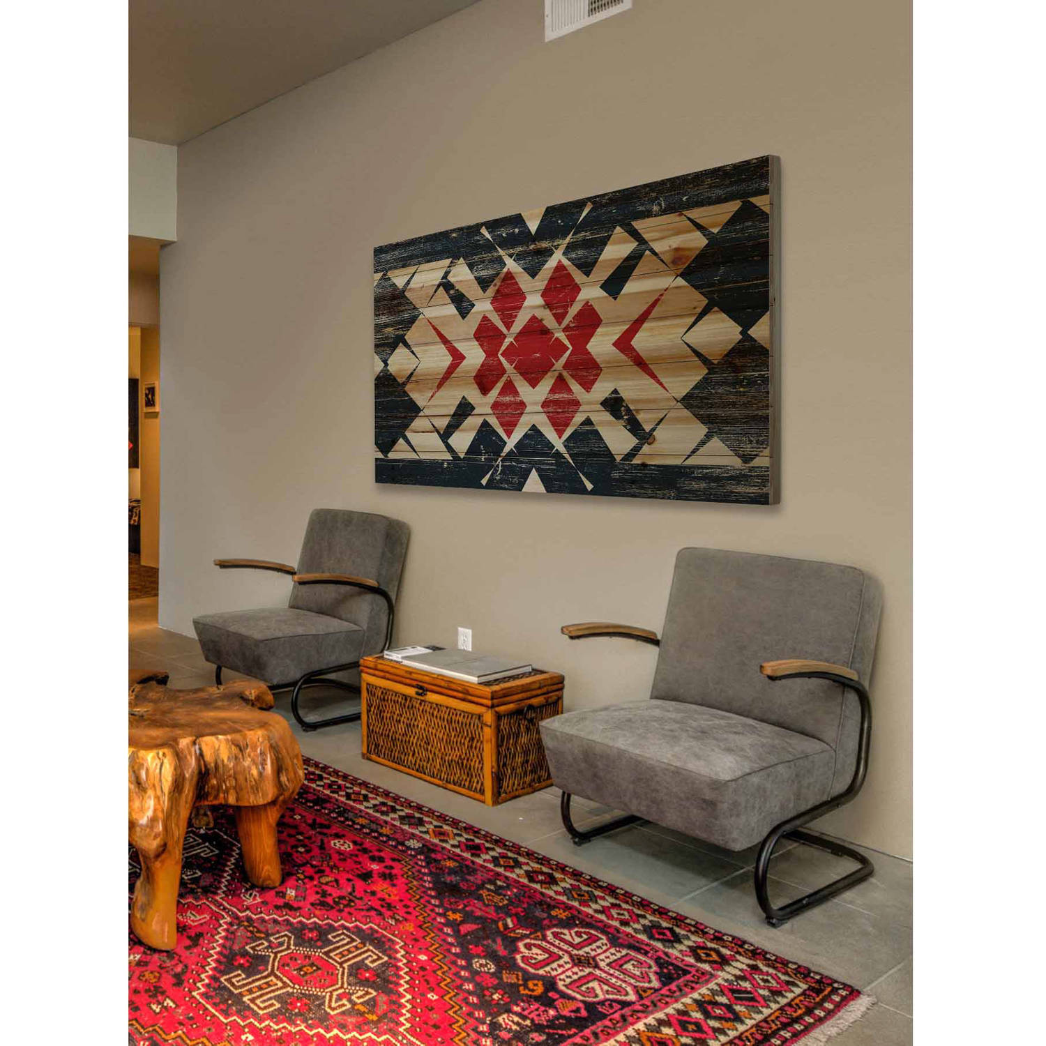 Marmont Hill - "Red Comes Through" Painting Print on Natural Pine Wood
