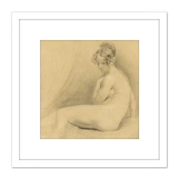 John Constable Academy Study 1820 Painting 8X8 Inch Square Wooden Framed Wall Art Print Picture with Mount