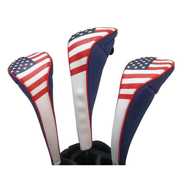 Majek USA Patriot Golf Zipper Head Covers Driver 1 3 5 Fairway Woods