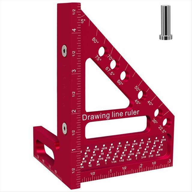 Regla de Trazado de Agujeros Cuadrados de Carpintero para Carpintería, Regla de Medición con Pasador Angular, Herramienta de Carpintería de Precisión para Construcción