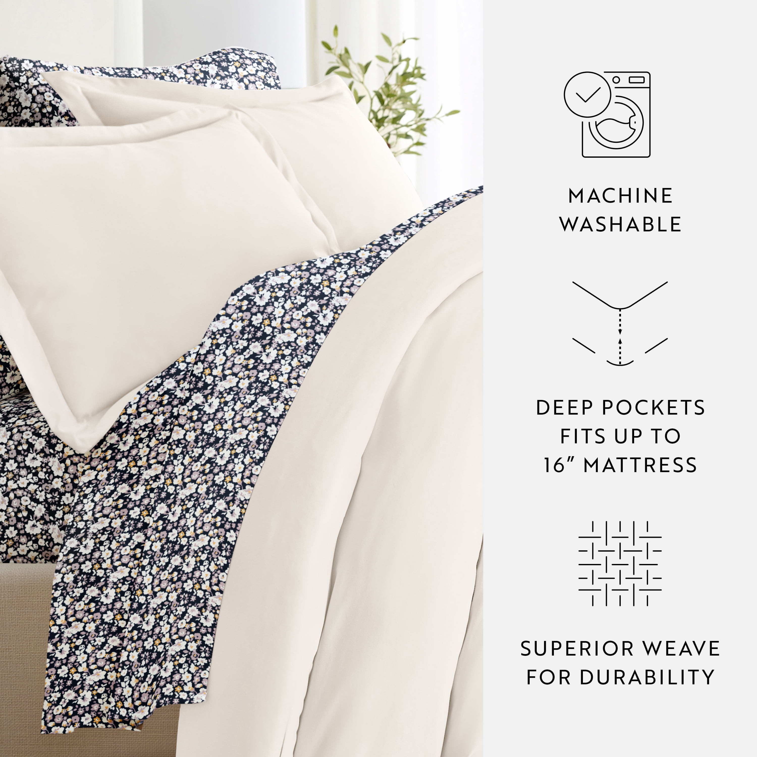 Noble Linens 8 Piece Solid Duvet Bundle in Ivory, Full