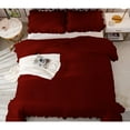 thumbnail image 6 of DNG Creations 1 Piece Vintage Ruffle Pattern Comforter Set Premium Ultra Soft 550 GSM All Season ( King/Cal King Size ) 100% Egyptian Cotton Solid Burgundy Colour, 6 of 8