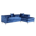 thumbnail image 2 of Chic Home Monet Velvet Modern Contemporary Button Tufted with Silver Nailhead Trim Silvertone Metal Y-leg Right Facing Sectional Sofa, Navy, 2 of 8